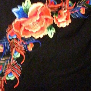 [PRICE DROP!] Black harem pants with real embroidered flowers